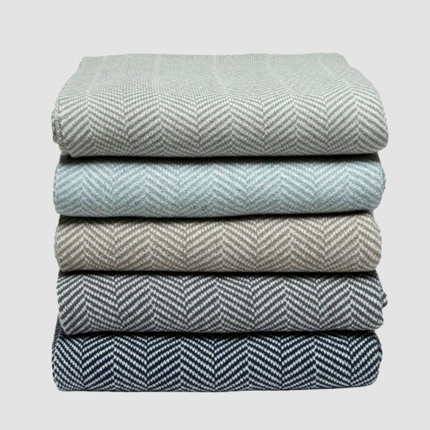 Cotton Sustainable Knit Throw Blanket - Herringbone