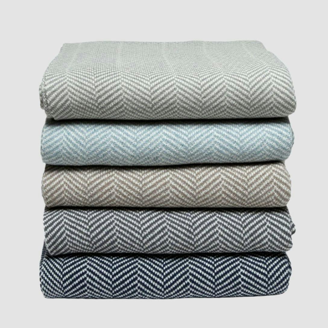 Cotton Sustainable Knit Throw Blanket - Herringbone