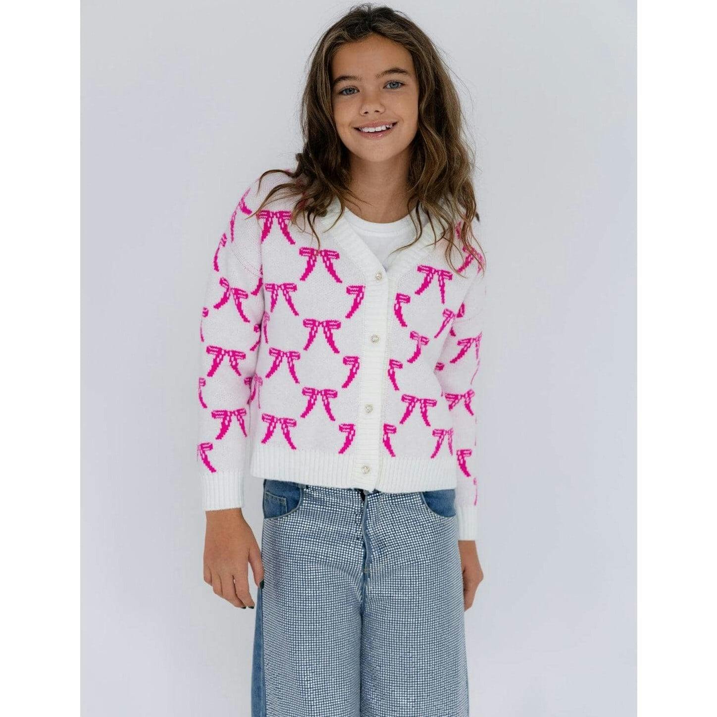 Pretty in Pink Bow Cardigan