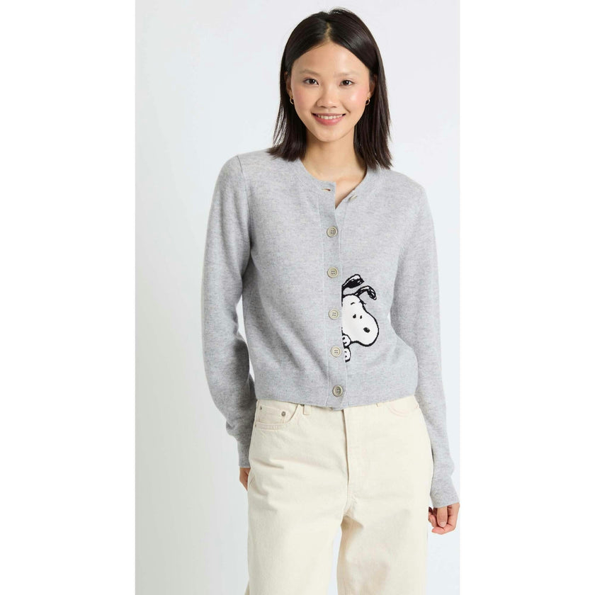 Wool-Cashmere Sneeky Snoopy Cardigan