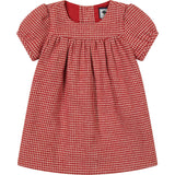 Matilda Girls Houndstooth Check Puff Sleeve Dress, Stripes