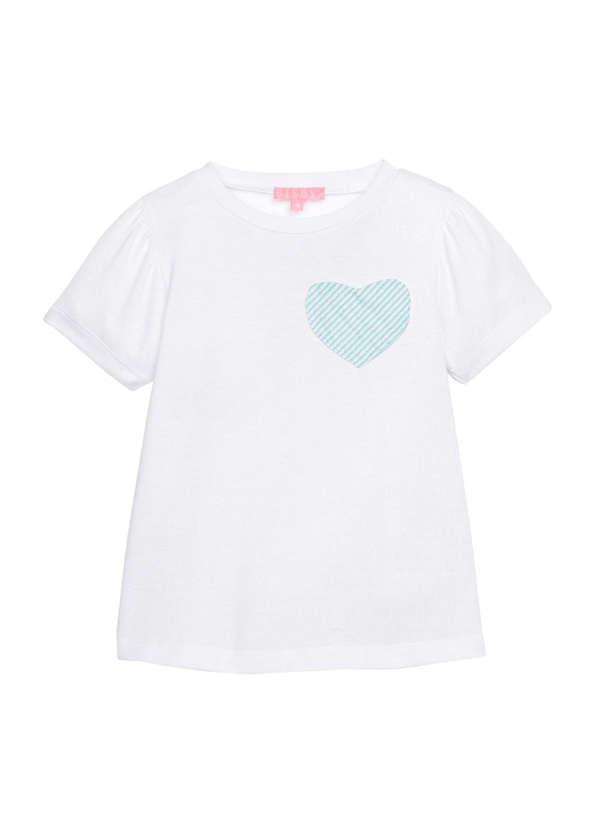 Essential Tee - Aqua Seersucker Heart
