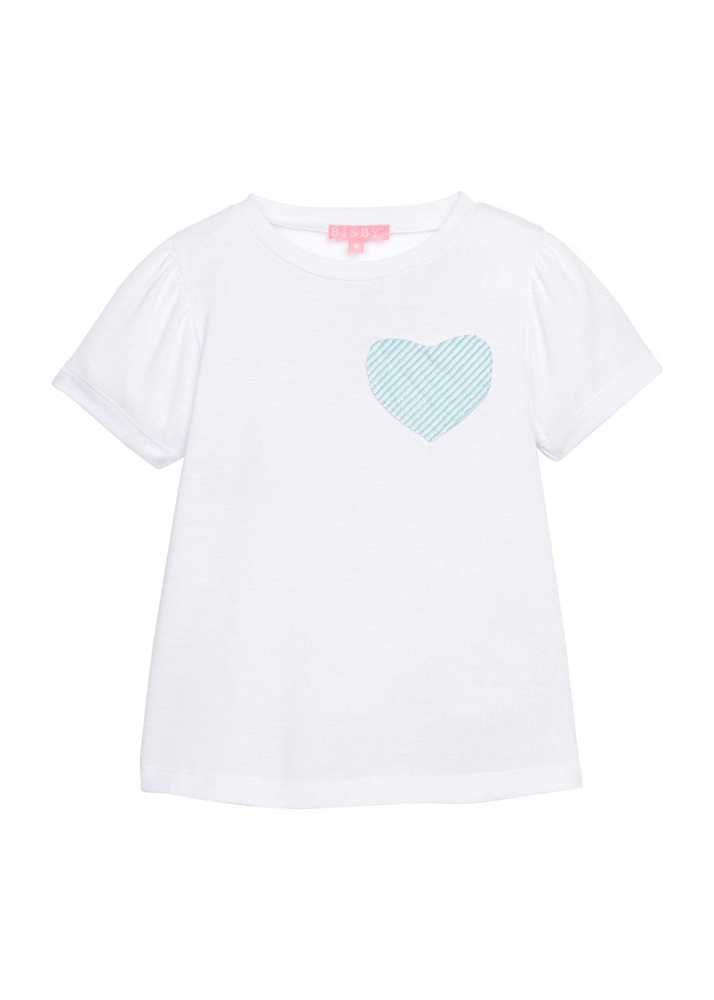Essential Tee - Aqua Seersucker Heart