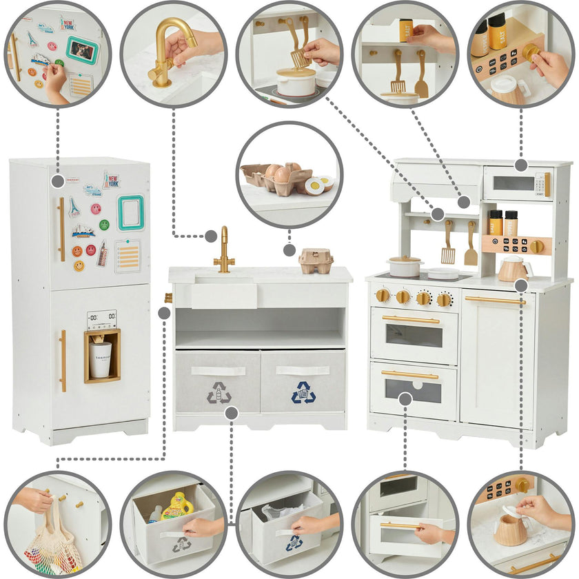 Little Chef Atlanta Large Modular Play Kitchen - White/Gold