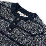 Organic Sweater Henley with Elbow Patches