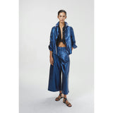Culotte Metallic Linen Pants - Gold