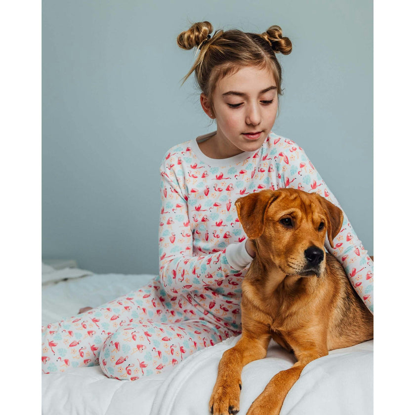 The Organic Long Sleeve Pajama Set [Flamingos]
