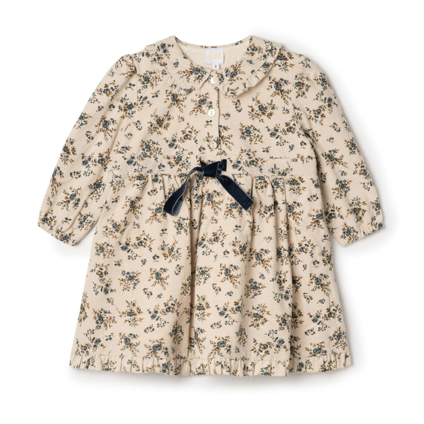Flower Print Lace Dress Cream
