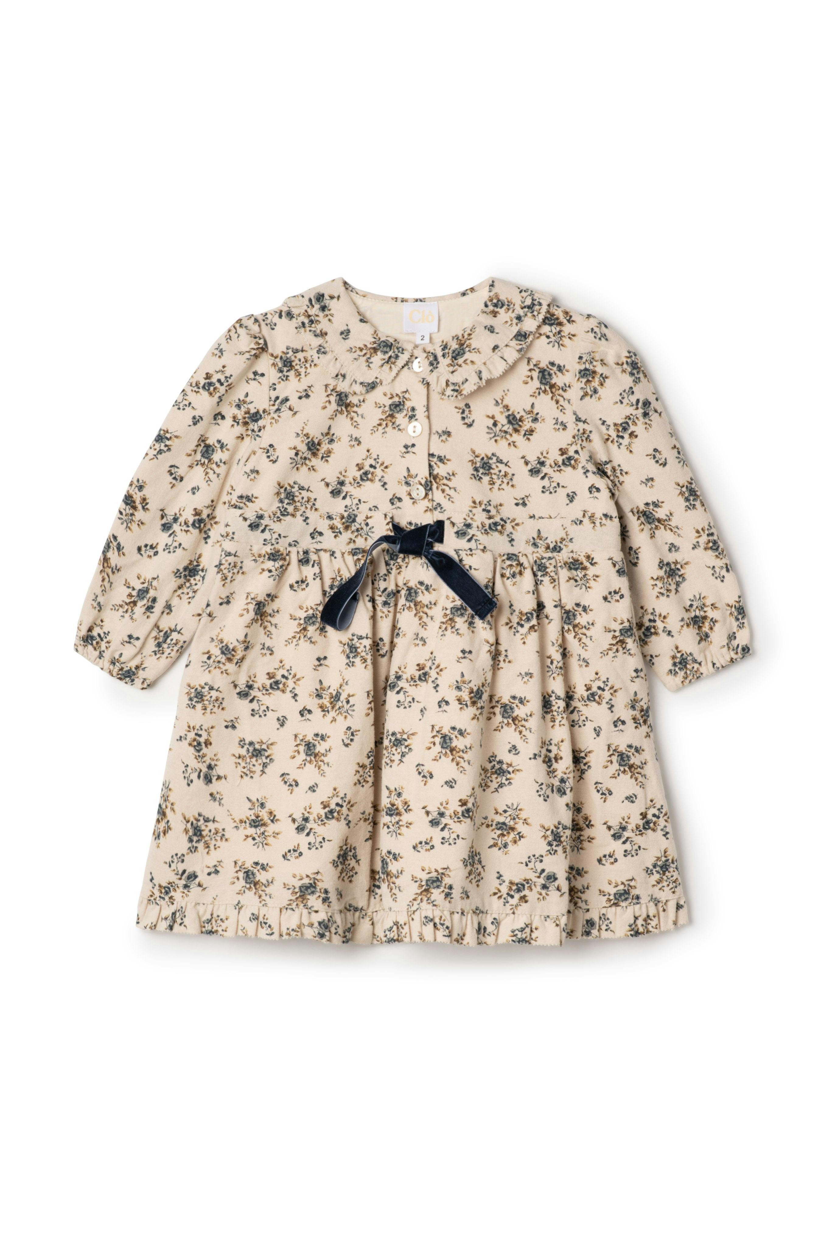 Flower Print Lace Button Front Tie Waist Dress