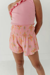 Girls Flowy Short in Medallion Boho Carnation Pink
