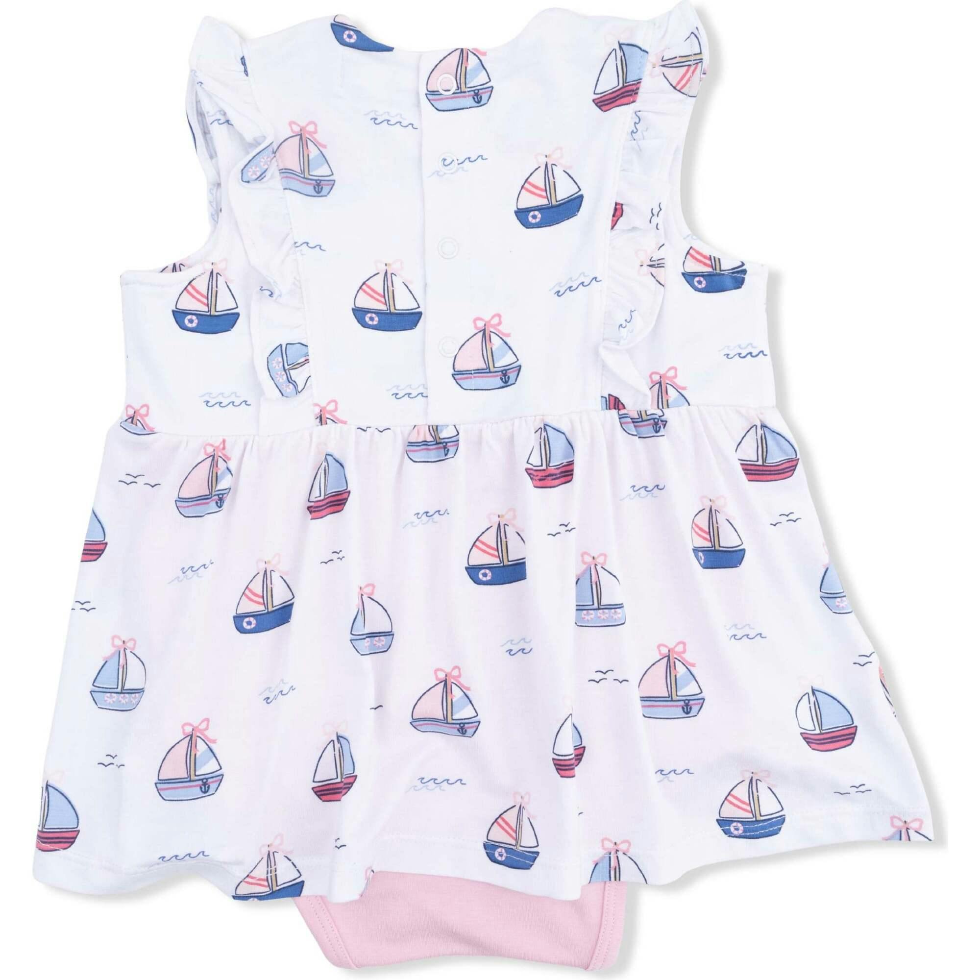 Bubbly Sailboats Pink - Ruffle Bodysuit Dress