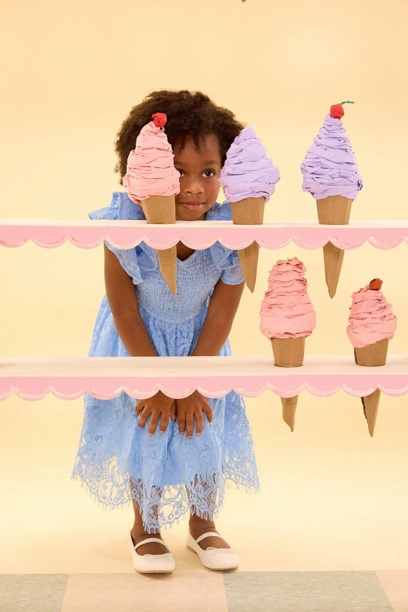 Mini Hattie Dress in Cornflower Blue Lace