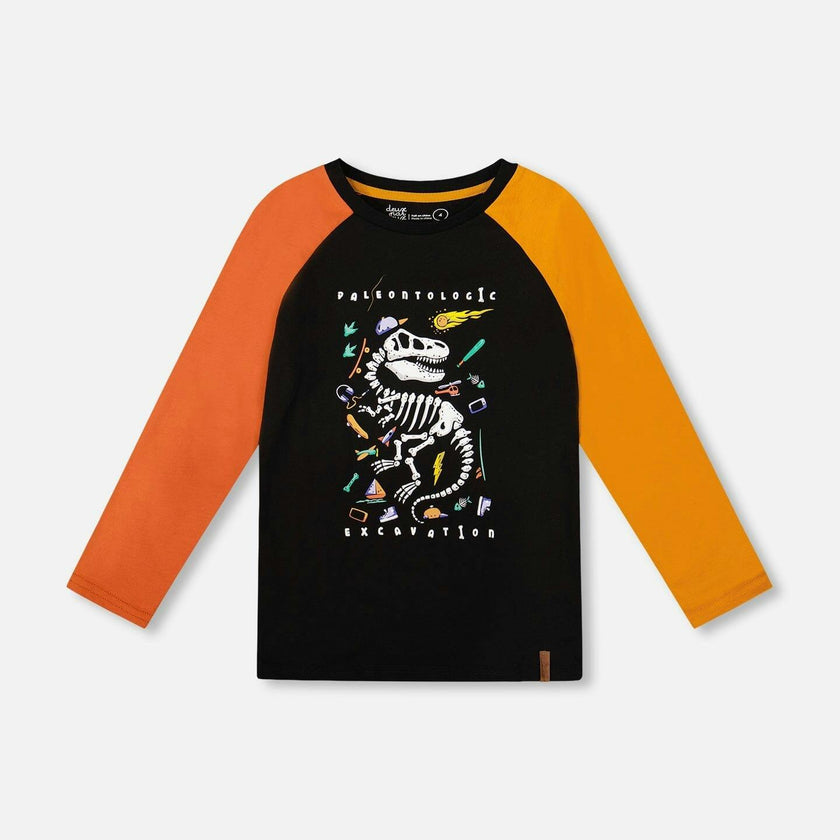 Long Sleeve Raglan T-Shirt with Glow-In-The-Dark Print