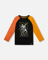 Long Sleeve Raglan T-Shirt with Glow-In-The-Dark Print