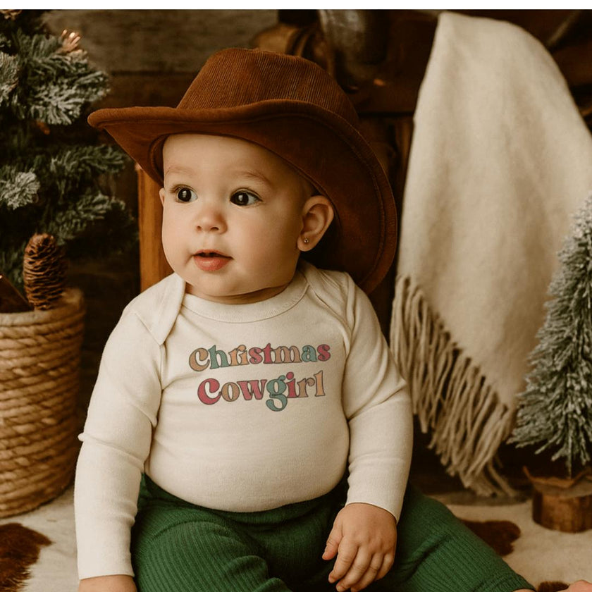 long sleeve graphic bodysuit | christmas cowgirl