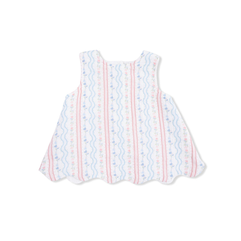 Tulip Stripe - Scallop Back Top with Bloomer & Headband