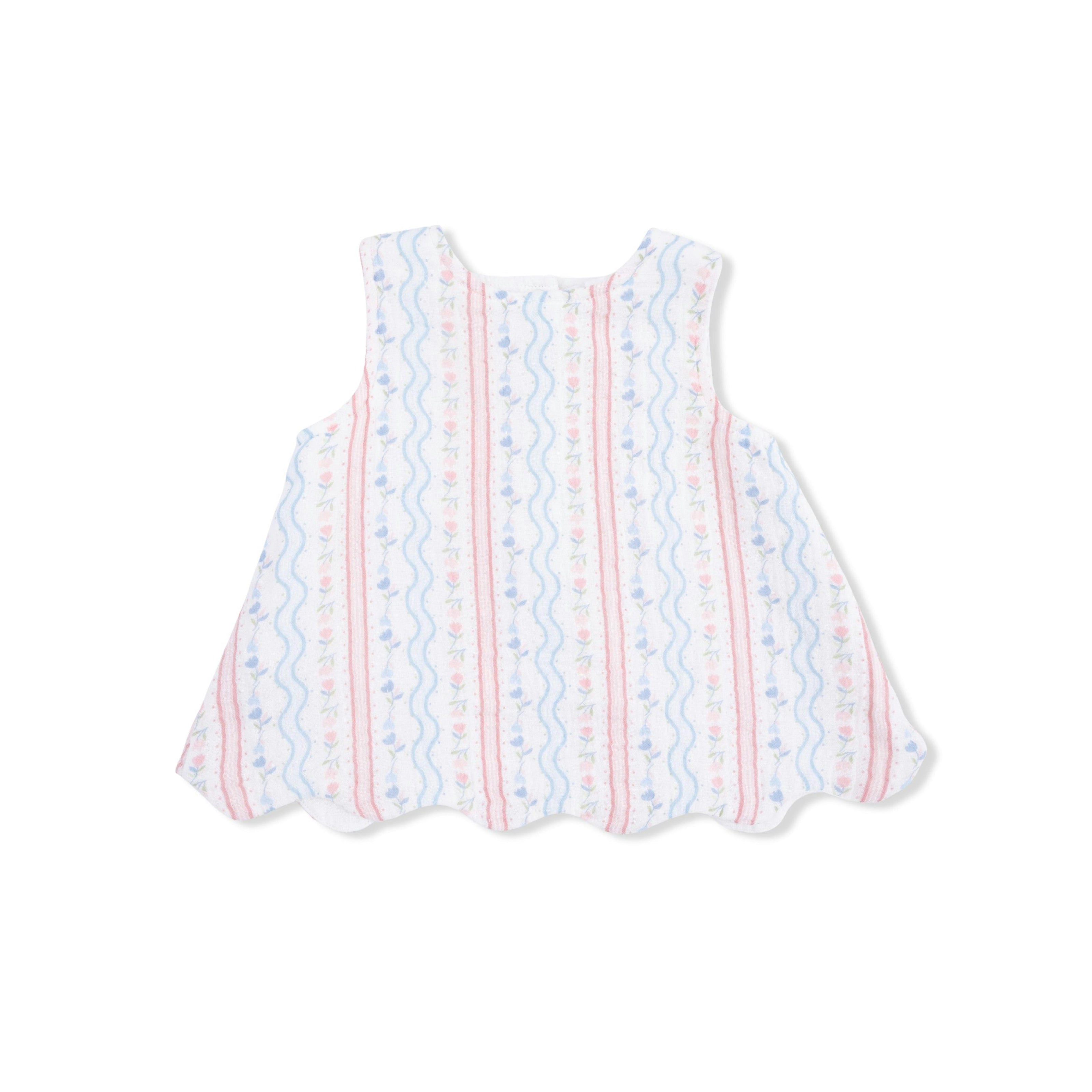 Tulip Stripe - Scallop Back Top with Bloomer & Headband