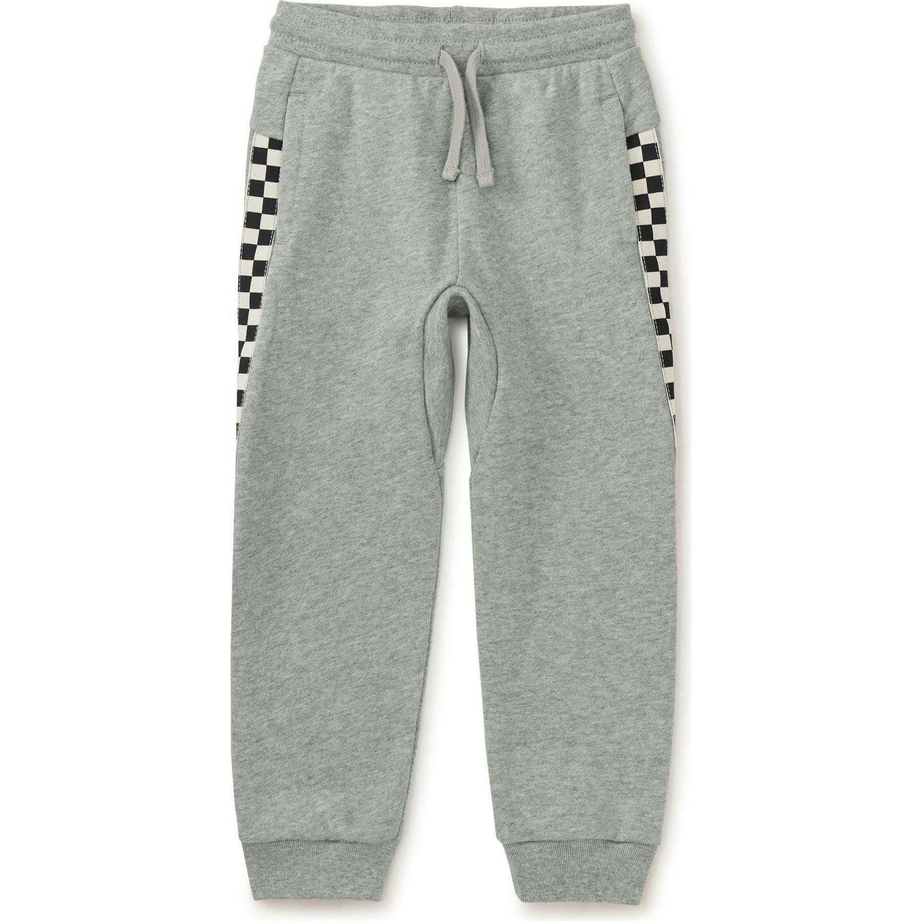 Stripe-Out Elastic Waist Drawstring Pocket Joggers, Grey