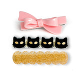 Cat Black & Bowtie Hair Clips
