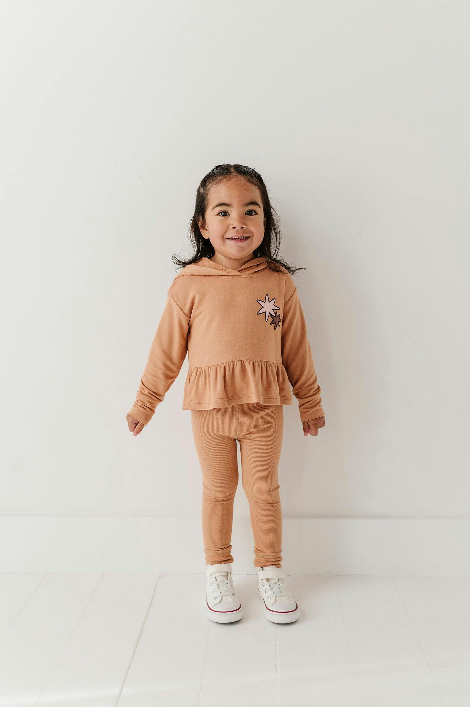 Girls Peplum Hoodie in Rose Elegance Bows
