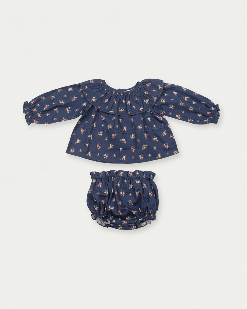 Daisy Baby Blouse & Bloomer Set - Ditsy Bouquet Navy