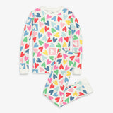 Clearance kids organic long sleeve PJ set in rainbow candy hearts