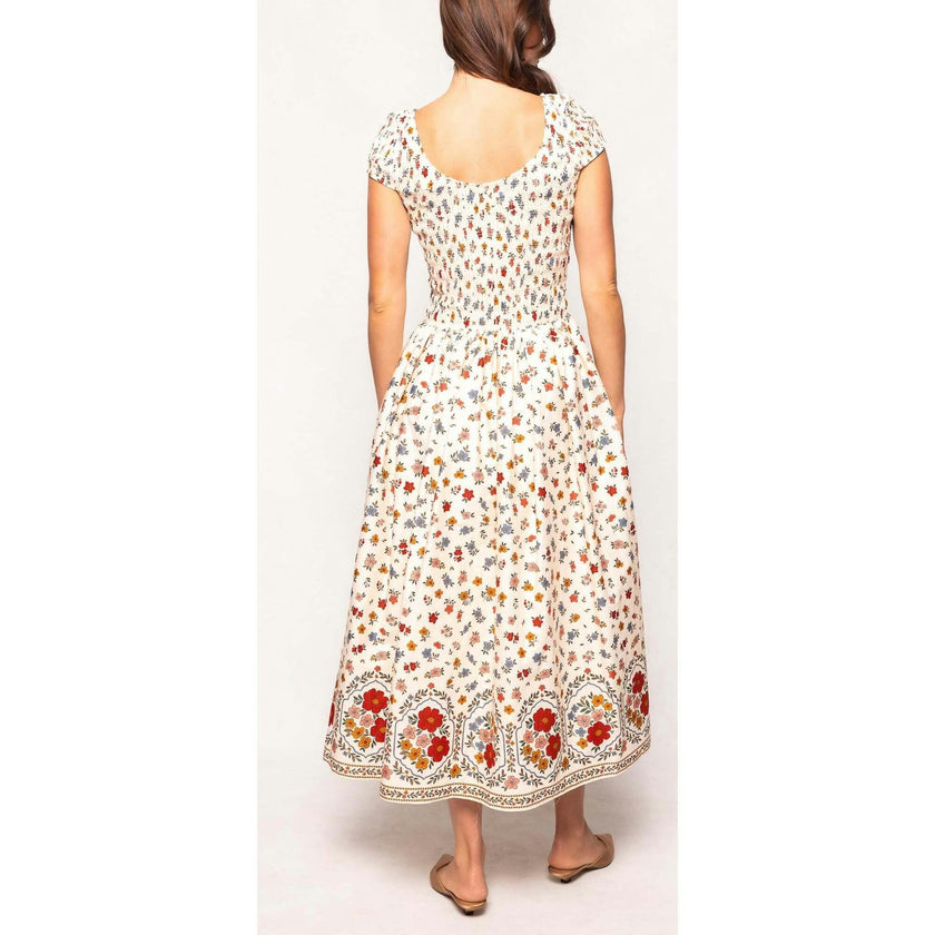 Marlow Cap Sleeve Dress in Cream Ditsy Floral