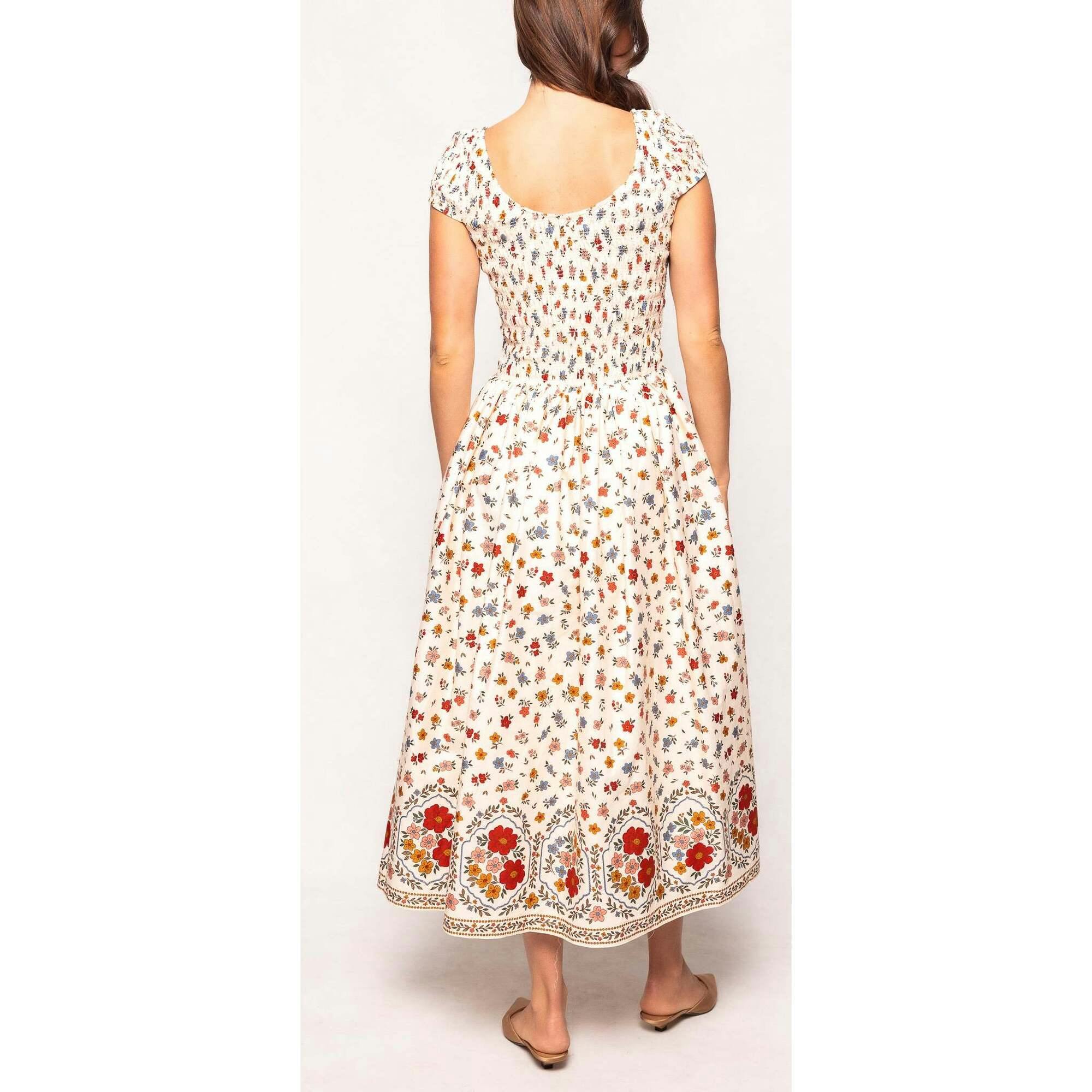 Marlow Cap Sleeve Dress in Cream Ditsy Floral