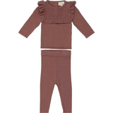 Ruffle Bib Long Sleeve Sweater & Pant 2-Piece Set