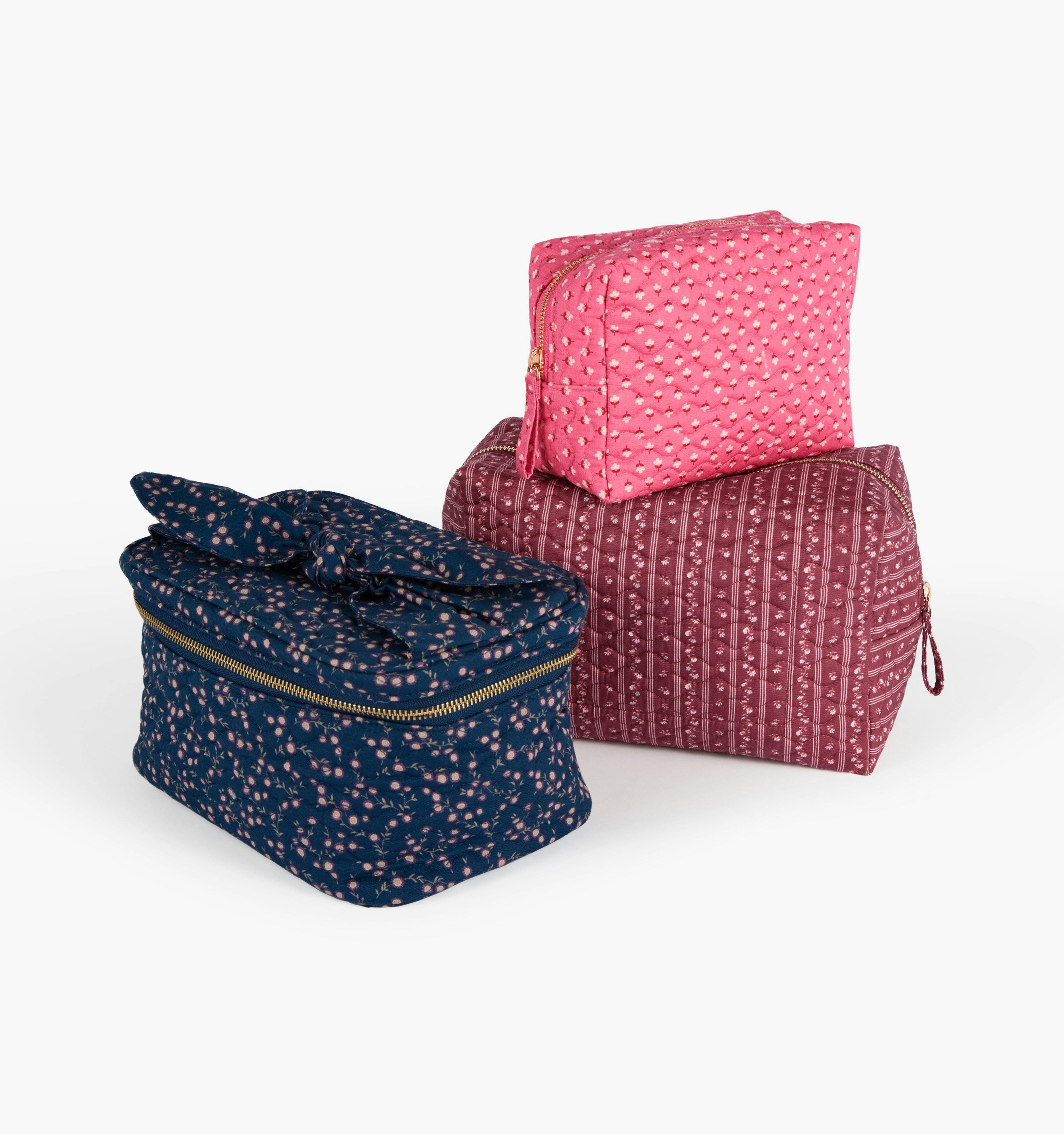 The Quilted Cosmetic Bag - Bramble Stripe Berry