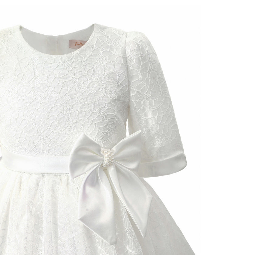 White Shannora Puff Sleeve Formal Dress