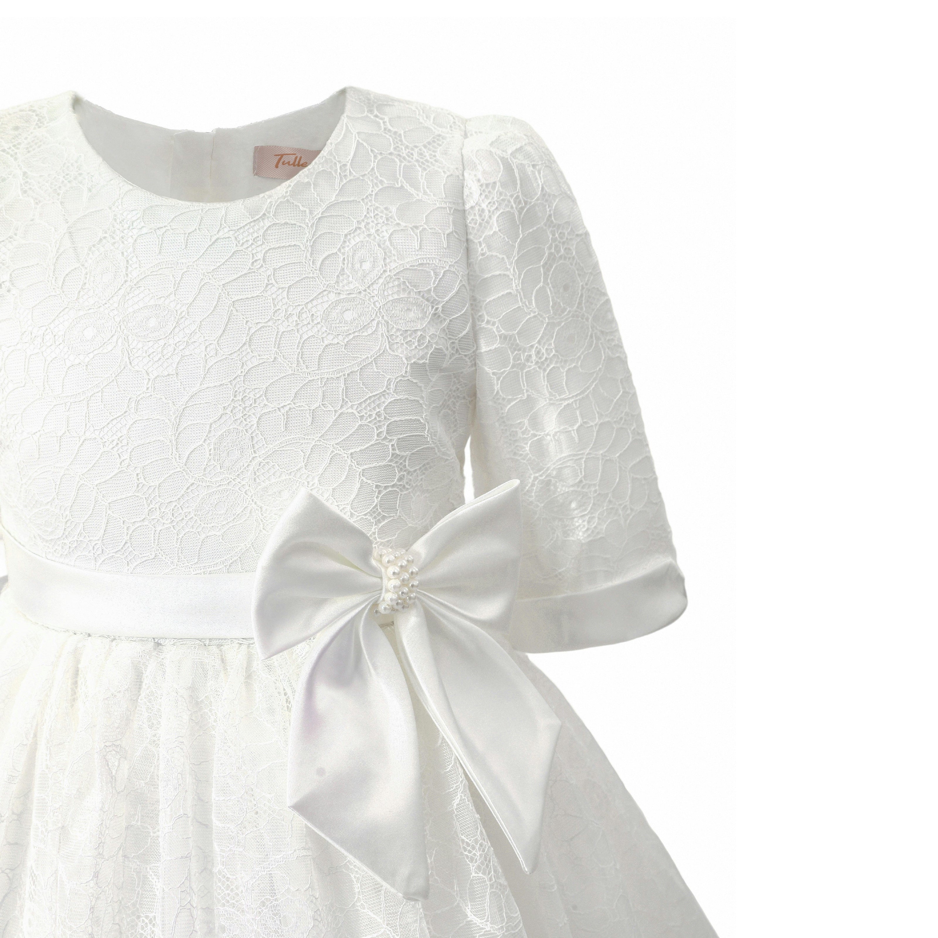 White Shannora Puff Sleeve Formal Dress