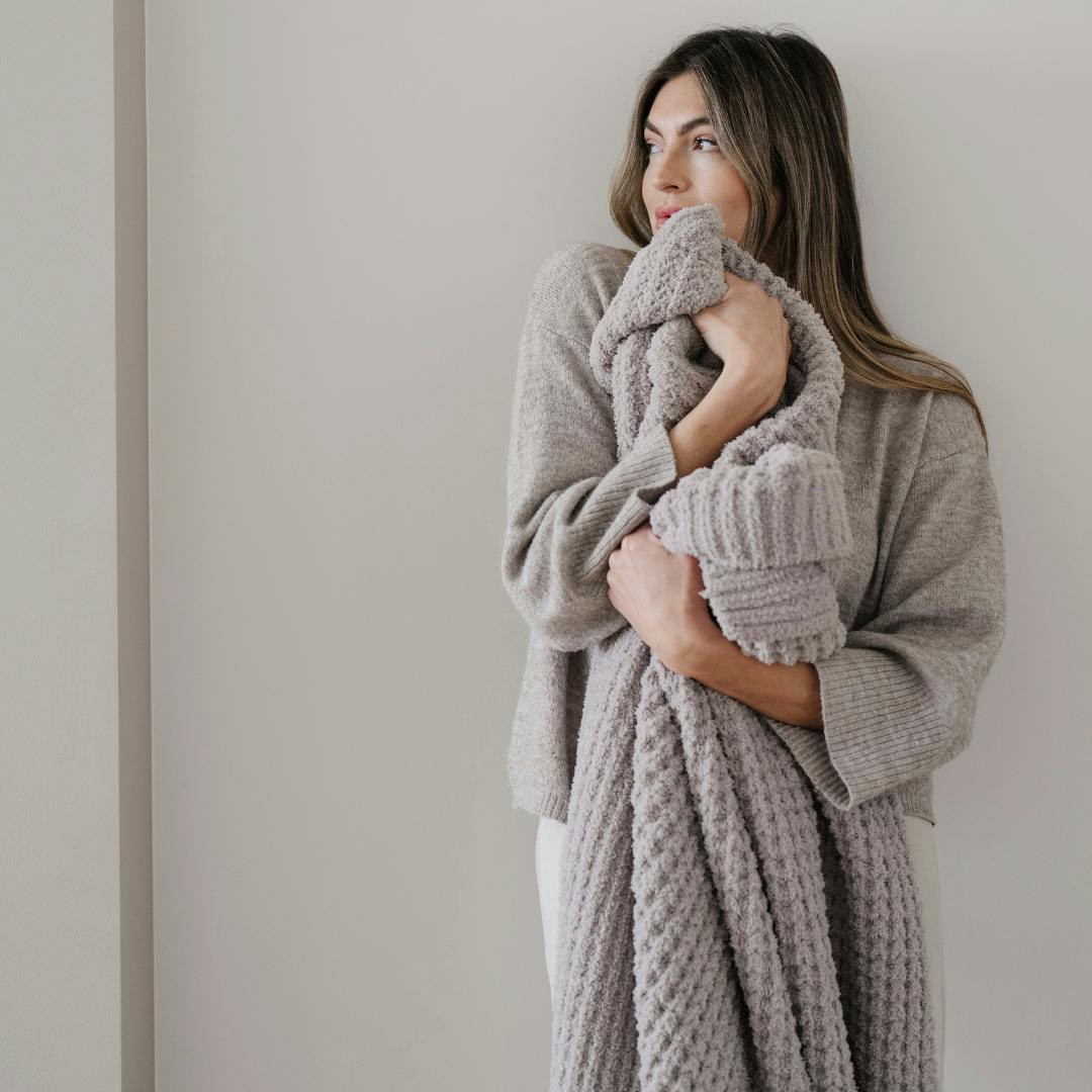 WAFFLE KNIT THROW BLANKETS
