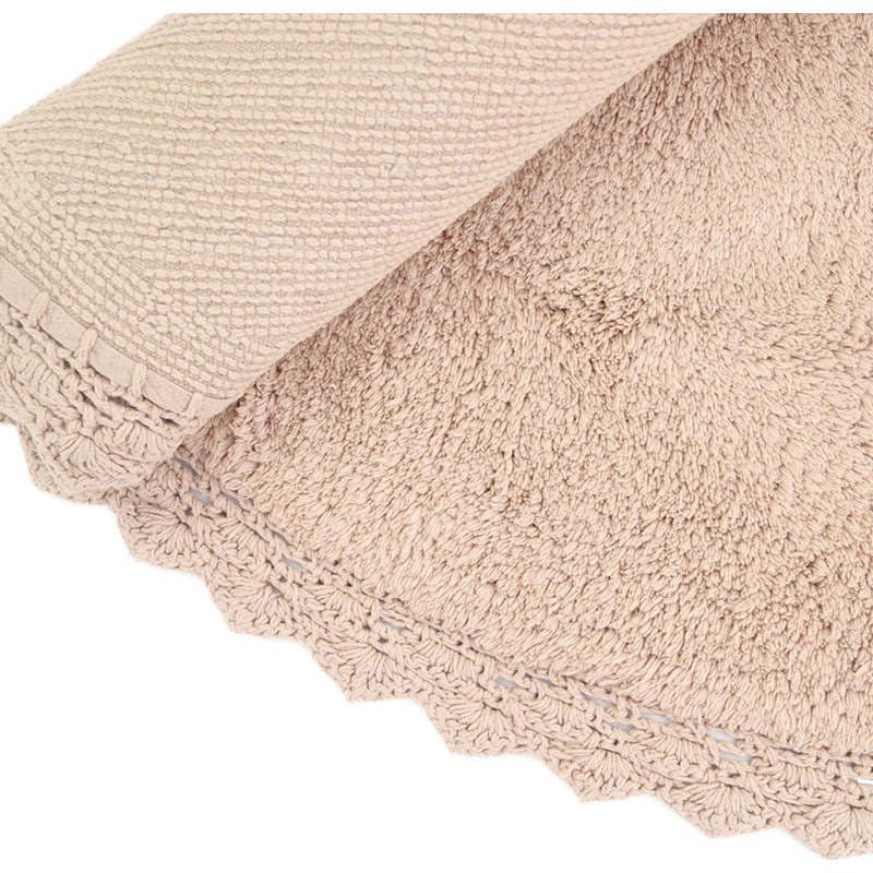 Perla Hand-Tufted Crochet Lace Trim Round Rug