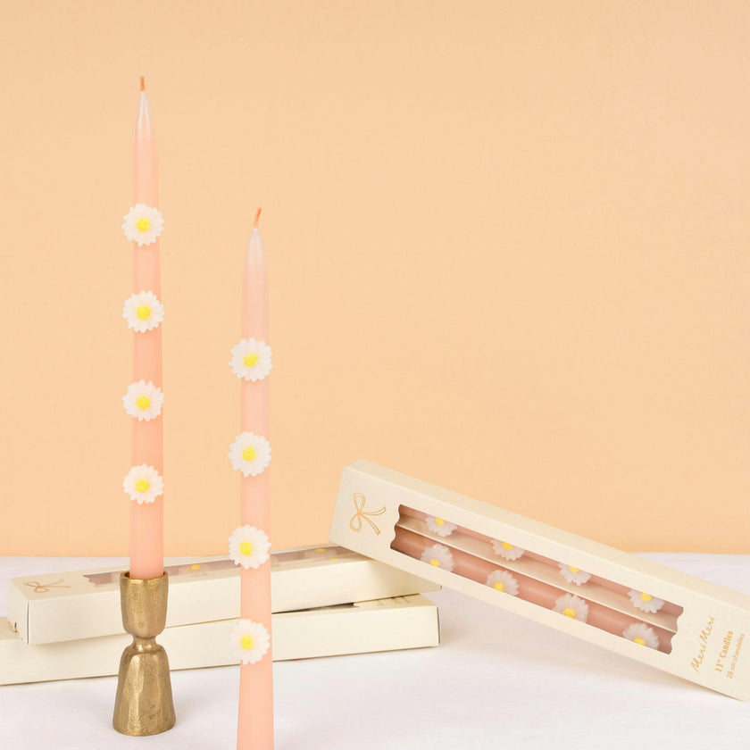 Pink Daisy Taper Candles