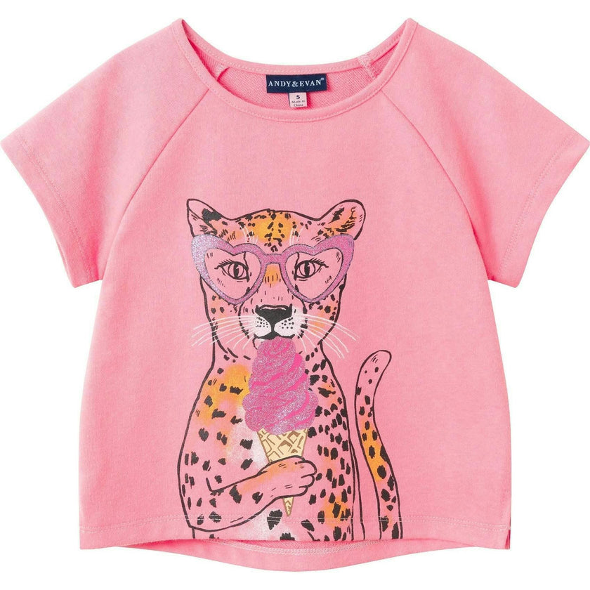 Girls French Terry Top & Short | Glitter Cheetah