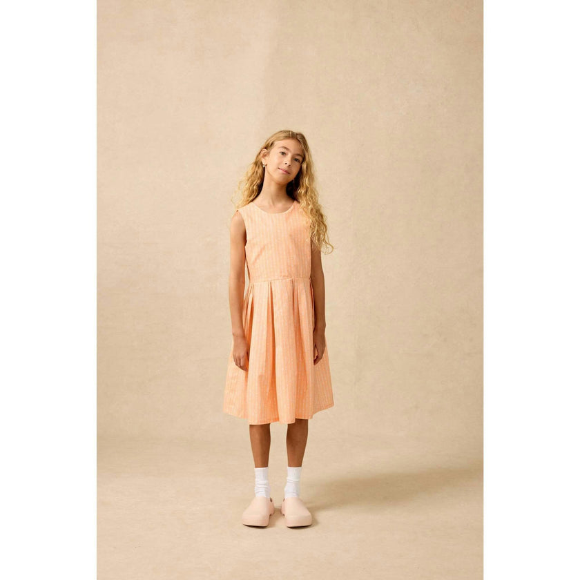 Organic Button Back Dress in Creamsicle Wand