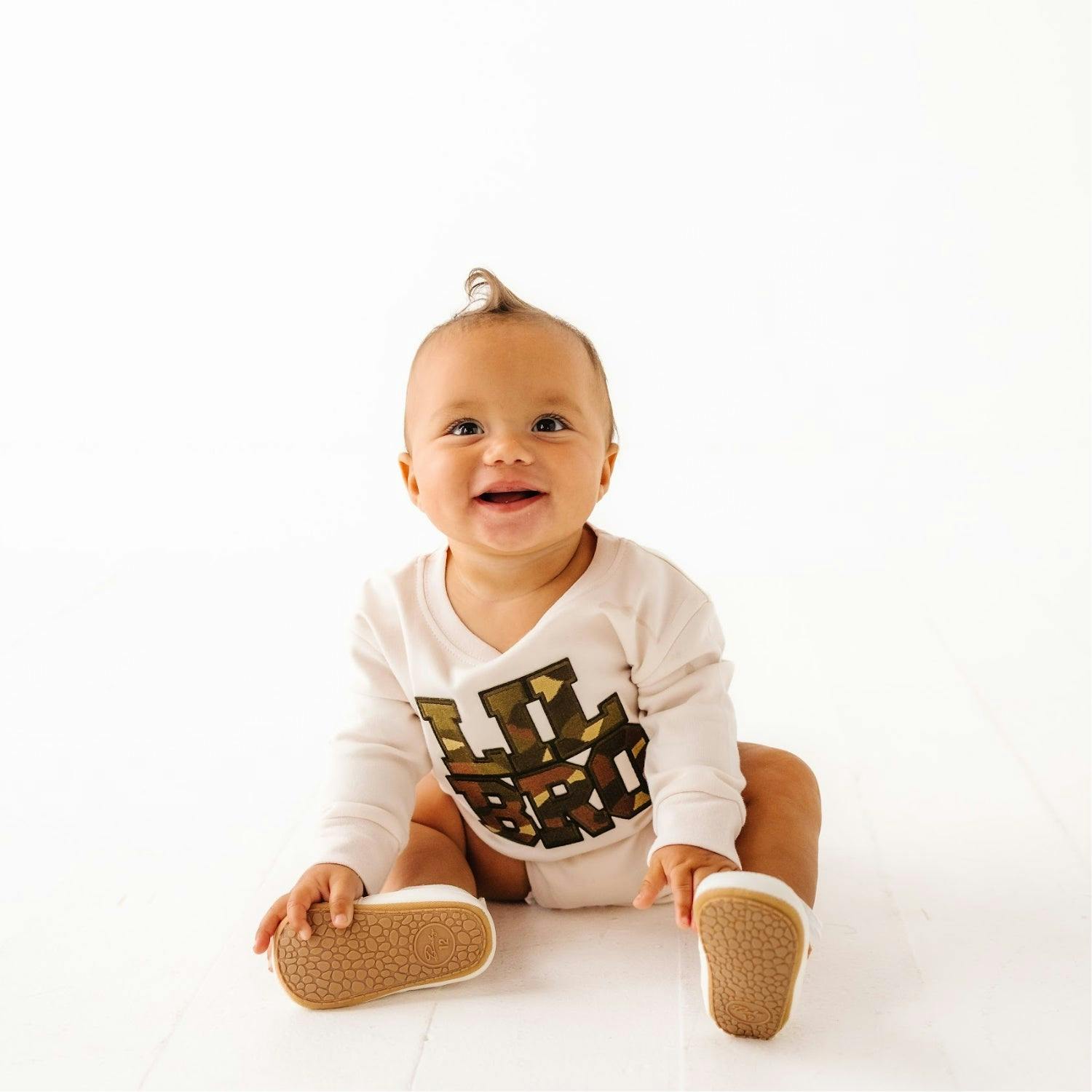 Lil Bro Camo Patch Long Sleeve Romper