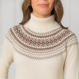 Organic Long Sleeve Turtleneck Intarsia Sweater Dress, White