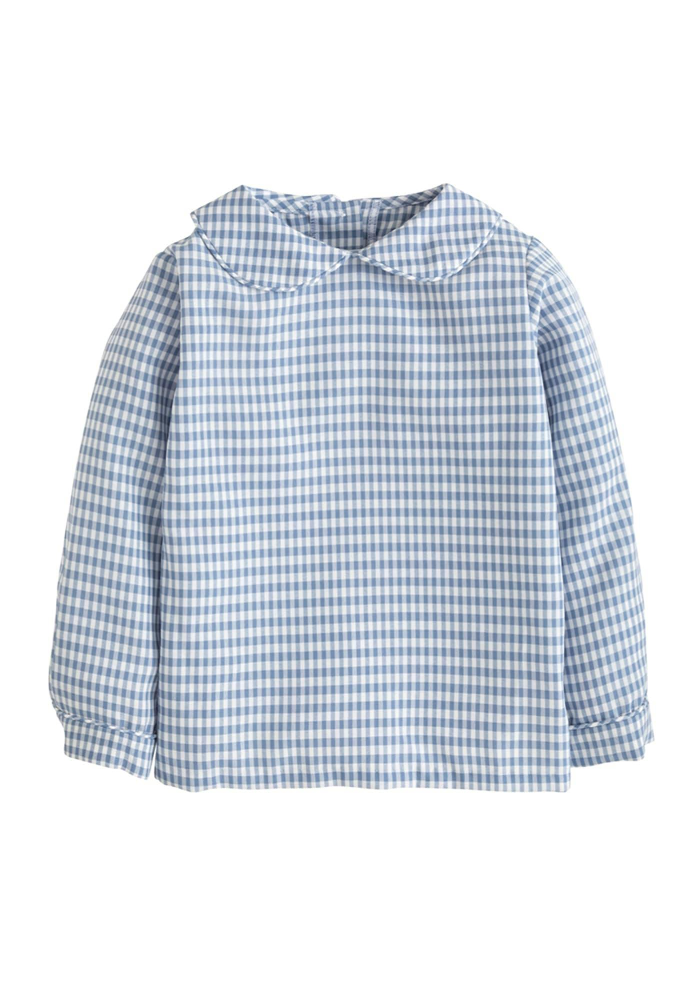 Peter Pan Shirt - Gray Blue Gingham