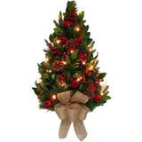 22-Inch Battery-Operated Prelit Decorated Wall Tree with Berries and Pomegranate