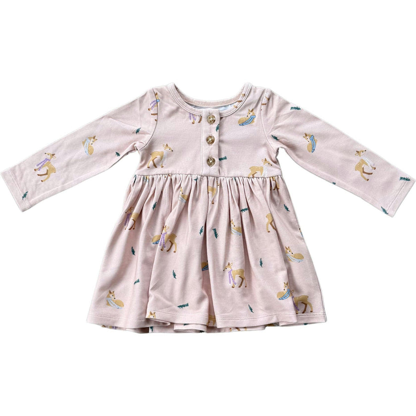 Long Sleeve Henley Dress Christmas Dogs
