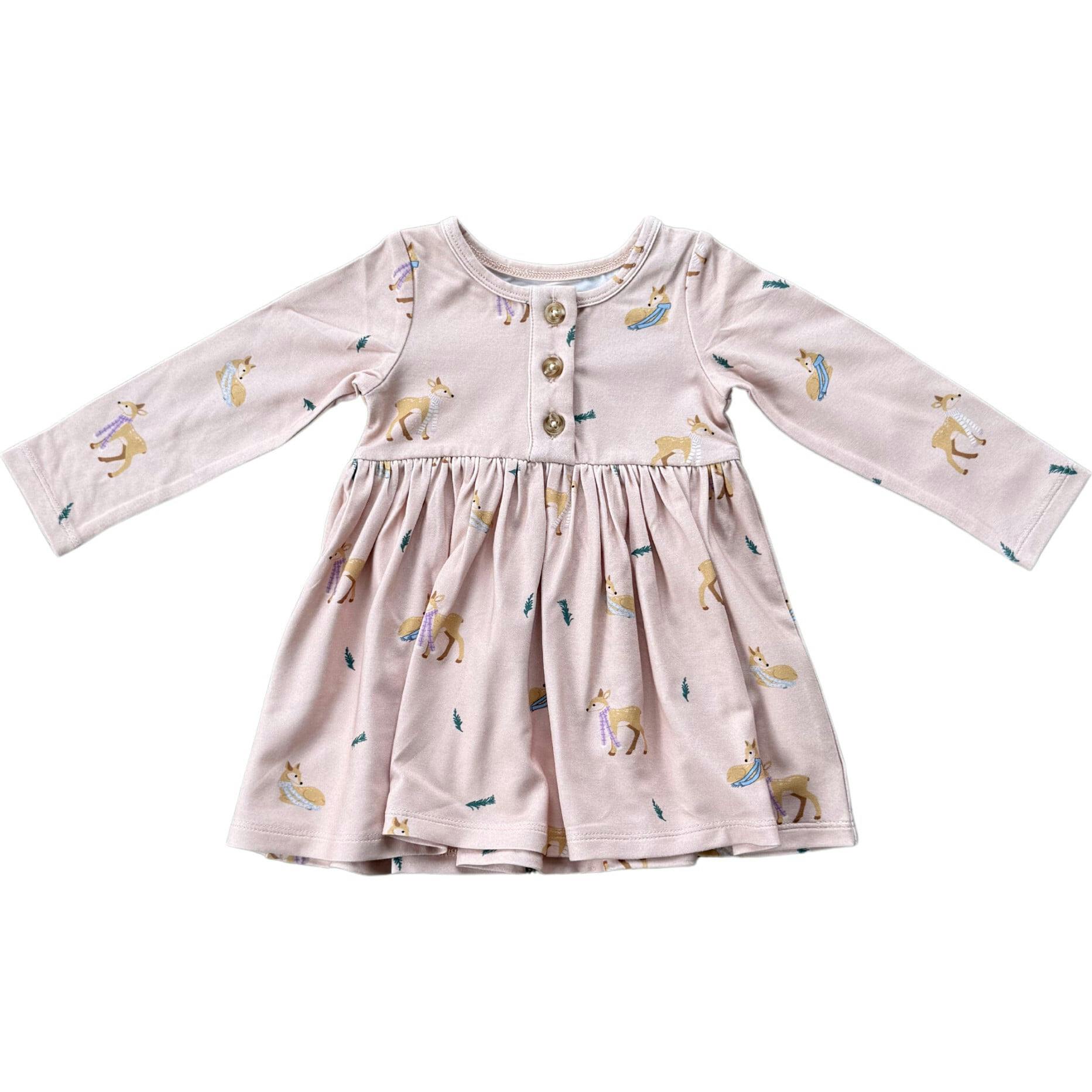 Long Sleeve Henley Dress Christmas Dogs