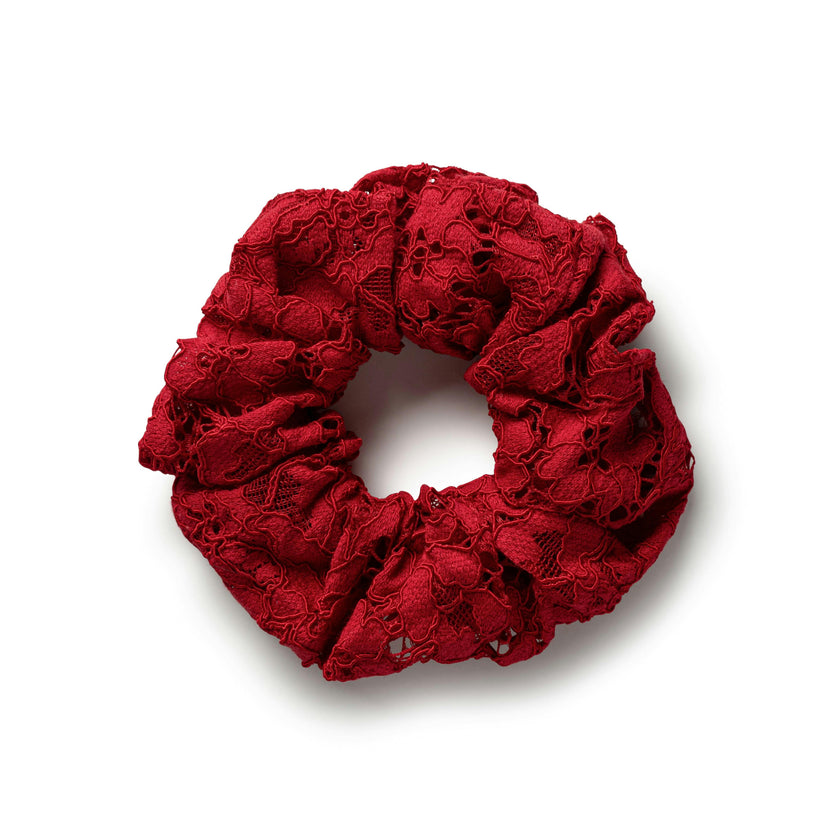 Halo Luxe Evelina Lace Scrunchie - Red