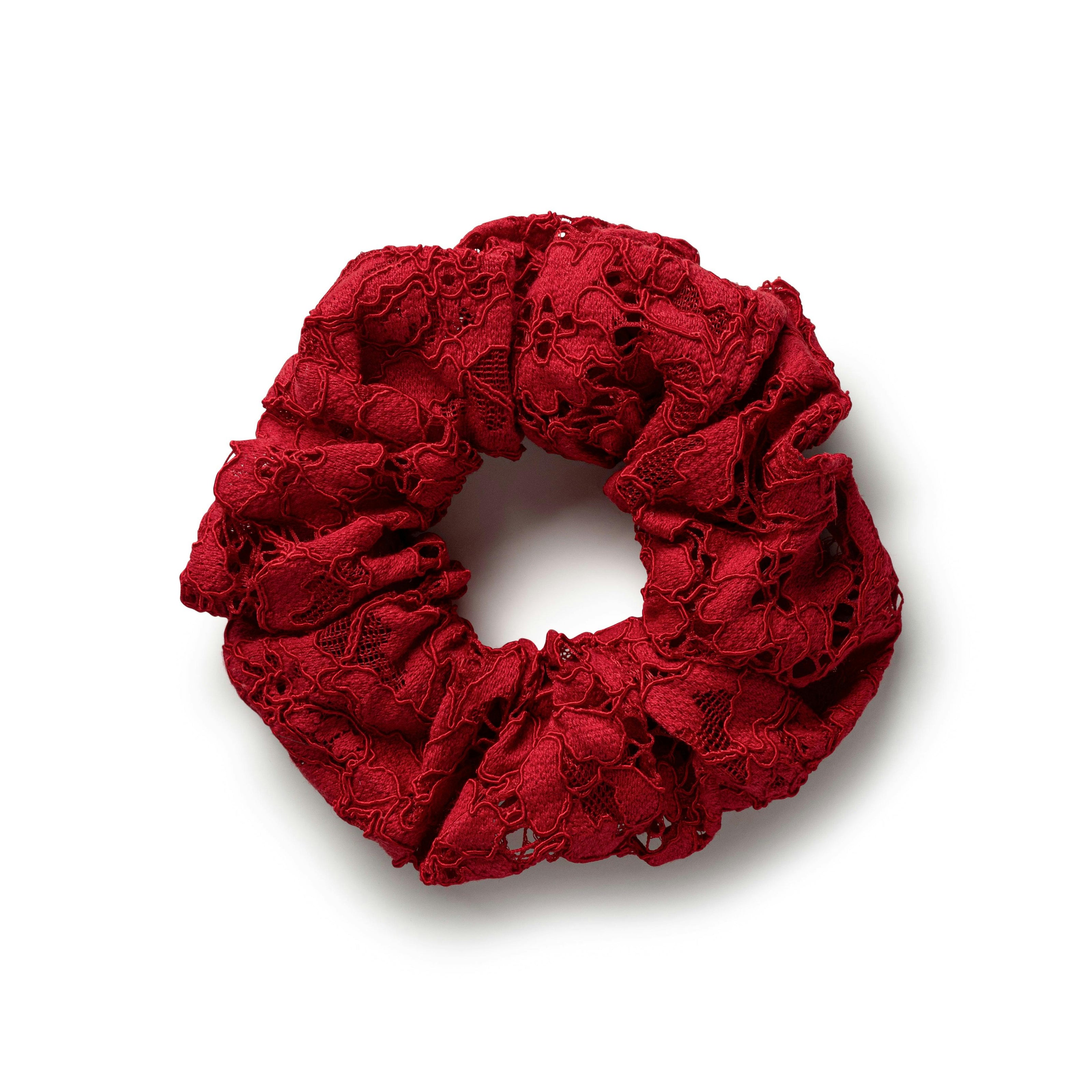 Halo Luxe Evelina Lace Scrunchie - Red