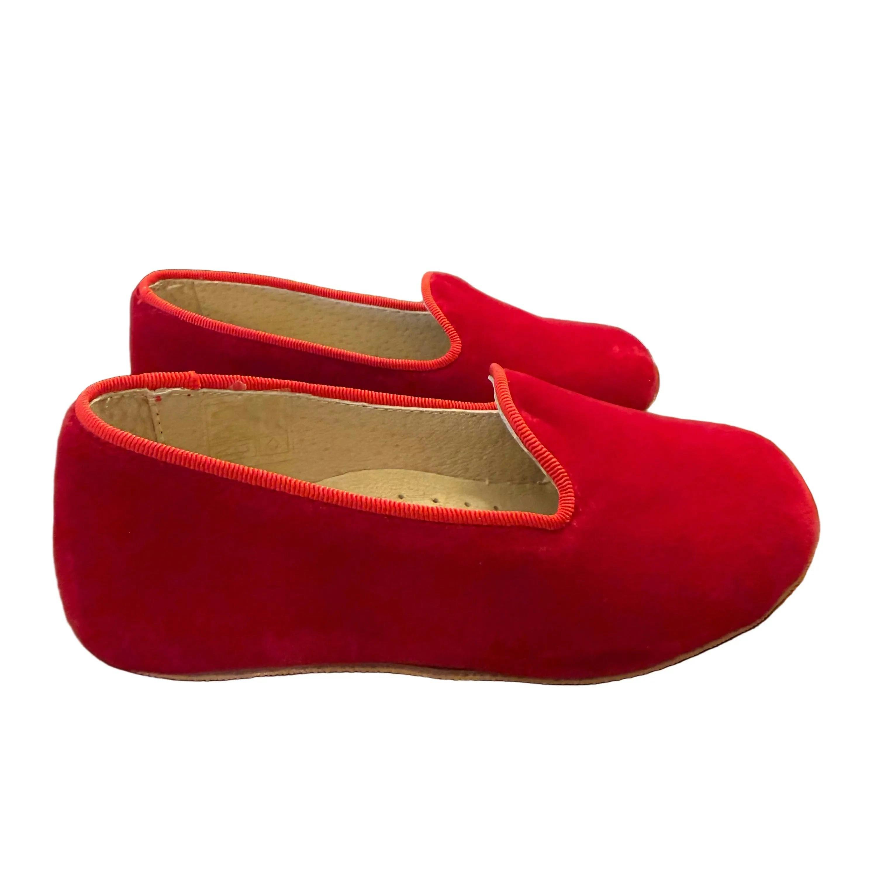 Boys Slippers in Red Velvet
