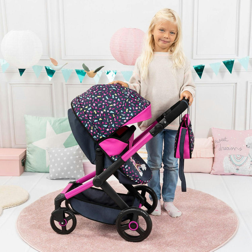 Bayer Design Dolls: Pram Xeo - Shapes Navy & Pink