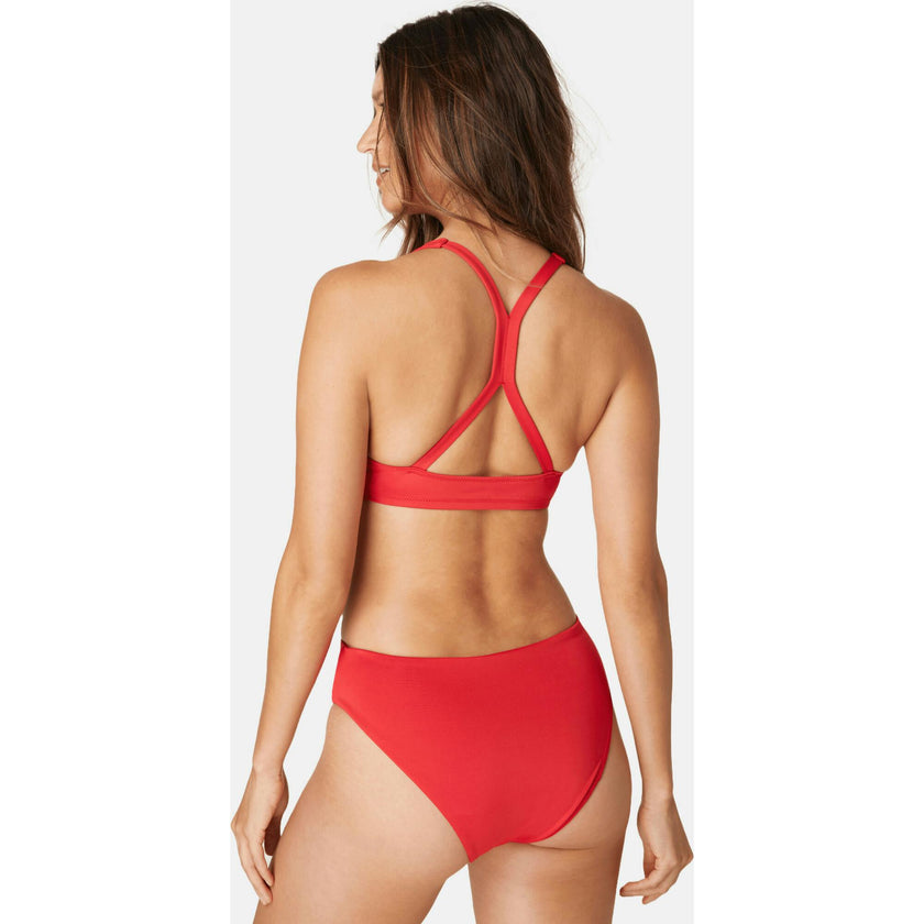 The 90s High Waist Bikini Bottom - Eco Nylon - Cherry Red