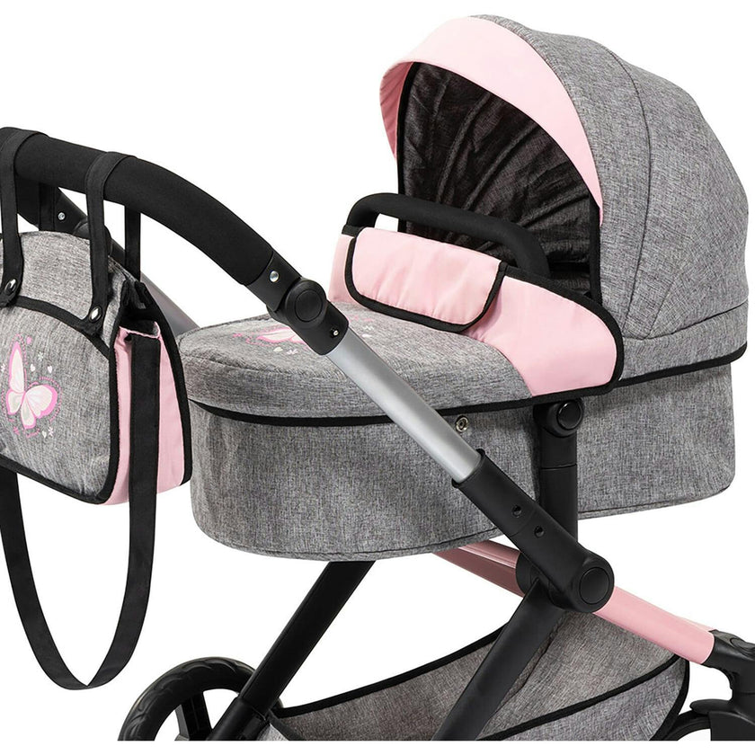 Bayer Design Dolls: Pram Xeo - Grey & Pink