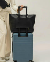 Vegan Leather Work Tote Bag with Removable Insulated Pouch, Black